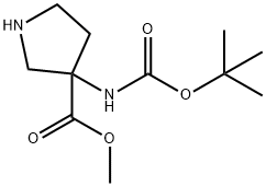 3-(BOC-氨基)吡咯烷-3-甲酸甲酯 结构式