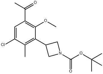 tert-butyl 3-(3-acetyl-5-chloro-2-Methoxy-6-Methylphenyl)azetidine-1-carboxylate Struktur