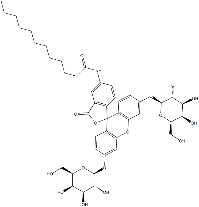 5-ドデカノイルアミノフルオレセイン ジ-Β-D-ガラクトピラノシド 化学構造式