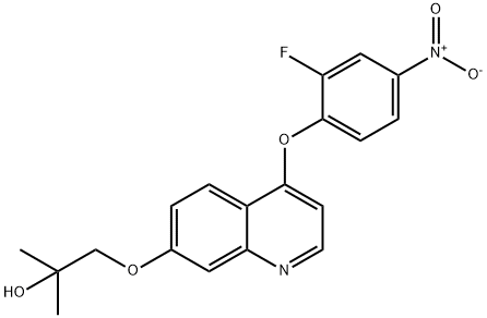 1-((4-(2-fluoro-4-nitrophenoxy)quinolin-7-yl)oxy)-2-Methylpropan-2-ol, 1394820-99-5, 结构式