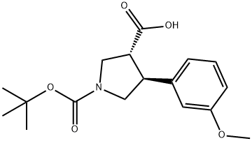 (3R,4S)-1-(tert-Butoxycarbonyl)-4-(3-Methoxyphenyl)pyrrolidine-3-carboxylic acid Struktur