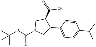 Boc-(+/-)-trans-4-(4-isopropyl-phenyl)-pyrrolidine-3-carboxylic acid, 1394827-14-5, 结构式