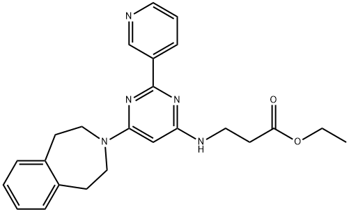 N-[2-(3-吡啶基)-6-(1,2,4,5-四氢-3H-3-苯并氮杂卓-3-基)-4-嘧啶基]-BETA-丙氨酸乙酯, 1394854-51-3, 结构式