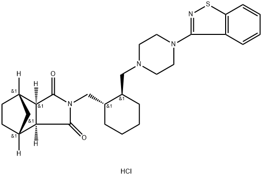 (3aR,4S,7R,7aS)-2-{(1S,2S)-2-[4-(1,2-benzisothiazol-3-yl)piperazin-1-ylMethyl]cyclohexylMethyl}hexahydro-4,7-Methano-2H-isoindole-1,3-dione hydrochloride Struktur