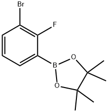 2-(3-BROMO-2-FLUORO-PHENYL)-4,4,5,5-TETRAMETHYL-[1,3,2]DIOXABOROLANE, 1400220-51-0, 结构式