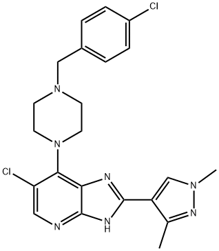 3H-IMidazo[4,5-b]pyridine, 6-chloro-7-[4-[(4-chlorophenyl)Methyl]-1-piperazinyl]-2-(1,3-diMethyl-1H-pyrazol-4-yl)- Structure