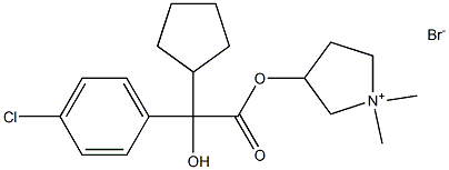3-[[2-(4-クロロフェニル)-2-シクロペンチル-2-ヒドロキシアセチル]オキシ]-1,1-ジメチルピロリジニウムブロミド 化学構造式