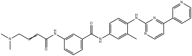 3-[4-(ジメチルアミノ)ブタ-2-エンアミド]-N-(3-メチル-4-{[4-(ピリジン-3-イル)ピリミジン-2-イル]アミノ}フェニル)ベンズアミド 化学構造式