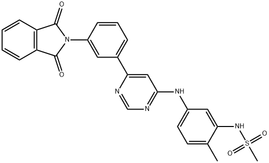 1415559-43-1 N-[5-[[6-[3-(1,3-二氧代异吲哚-2-基)苯基]嘧啶-4-基]氨基]-2-甲基苯基]甲烷磺酰胺