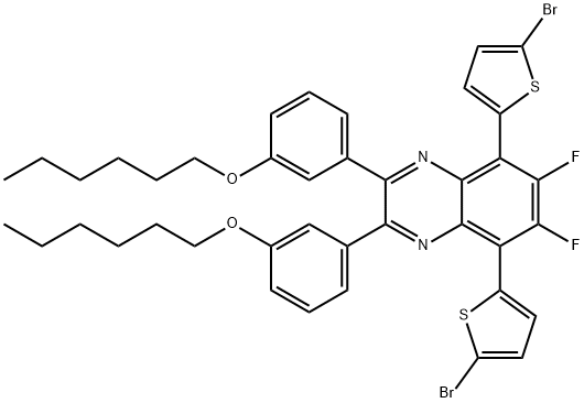 5,8-双(5-溴噻吩-2-基)-6,7-二氟-2,3-双(3-(己氧基)苯基)喹喔啉, 1416047-44-3, 结构式