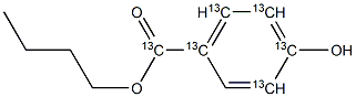 4-ヒドロキシ安息香酸ブチル-環-13C 溶液 化学構造式
