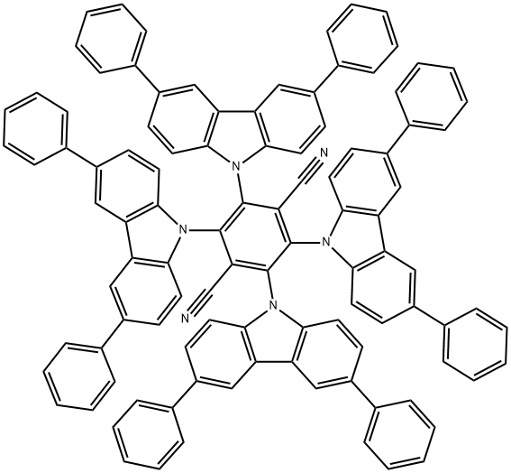 2,3,5,6-tetrakis(3,6-diphenylcarbazol-9-yl)-1,4-dicyanobenzene Struktur