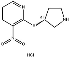 3-硝基-2-((R)-吡咯烷-3-基硫烷基)-吡啶盐酸盐, 1417789-69-5, 结构式
