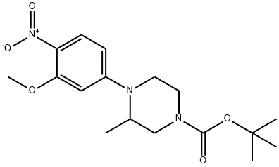 4-(3-甲氧基-4-硝基-苯基)-3-甲基-哌嗪-1-羧酸叔丁酯, 1417793-04-4, 结构式
