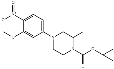 4-(3-甲氧基-4-硝基-苯基)-2-甲基-哌嗪-1-羧酸叔丁酯 结构式