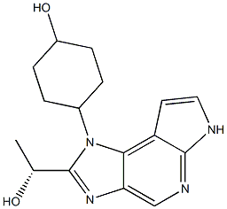 (1S,4s)-4-(2-((R)-1-hydroxyethyl)iMidazo[4,5-d]pyrrolo[2,3-b]pyridin-1(6H)-yl)cyclohexanol 化学構造式