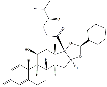 [11beta,16alpha(S)]-16,17-[(Cyclohexylmethylene)bis(oxy)]-11-hydroxy-21-(2-methyl-1-oxopropoxy)-pregna-1,4-diene-3,20-dione Structure