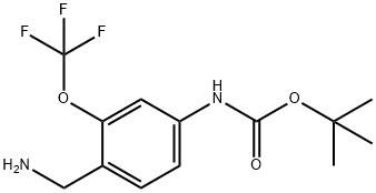 tert-butyl 4-(aminomethyl)-3-(trifluoromethoxy)phenylcarbamate Struktur