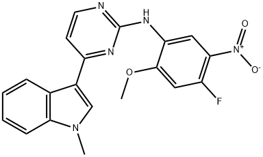 N-(4-fluoro-2-Methoxy-5-nitrophenyl)-4-(1-Methylindol-3-yl)pyriMidin-2-aMine Struktur