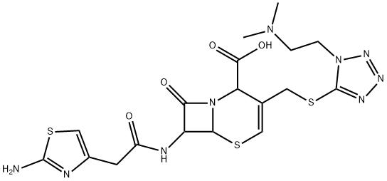 142182-63-6 7-[[(2-氨基-4-噻唑基)乙酰基]氨基]-3-[[[1-[2-(二甲胺基)乙基]-1H-四氮唑-5-基]硫基]甲基]-8-氧代-5-硫杂-1-氮杂二环[4.2.0]辛-3-烯-2-羧酸