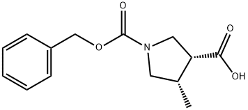 (3R,4S)-1-(ベンジルオキシカルボニル)-4-メチルピロリジン-3-カルボン酸 化学構造式