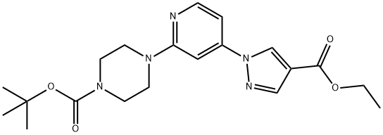 4-(4-(4-(乙氧基羰基)-1H-吡唑-1-基)吡啶-2-基)哌嗪-1-羧酸叔丁酯, 1429309-49-8, 结构式