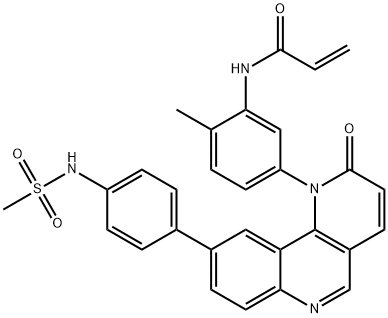 N-[2-甲基-5-[9-[4-[(甲基磺酰基)氨基]苯基]-2-氧代苯并[H]-1,6-萘啶-1(2H)-基]苯基]-2-丙烯酰胺, 1431525-23-3, 结构式