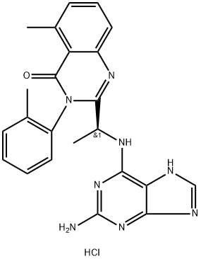 (S)-2-(1-((2-aMino-9H-purin-6-yl)aMino)ethyl)-5-Methyl-3-(o-tolyl)quinazolin-4(3H)-one hydrochloride Structure