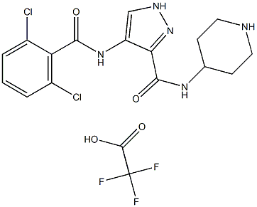 4-[(2,6-二氯苯甲酰基)氨基]-N-4-哌啶基-1H-吡唑-3-甲酰胺三氟乙酸盐, 1431697-85-6, 结构式