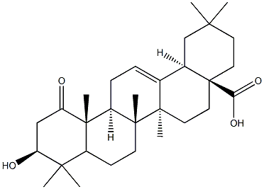 3β-ヒドロキシ-1-オキソオレアナ-12-エン-28-酸 化学構造式
