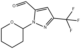 2-(TETRAHYDRO-PYRAN-2-YL)-5-TRIFLUOROMETHYL-2H-PYRAZOLE-3-CARBALDEHYDE, 1437794-28-9, 结构式