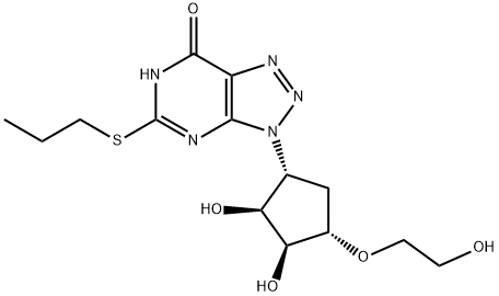 (1S,2S,3R,5S)-3-(7-hydroxy-5-(propylthio)-3H-[1,2,3]triazolo[4,5-d]pyriMidin-3-yl)-5-(2-hydroxyethoxy)cyclopentane-1,2-diol Struktur