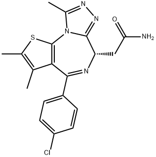 2-[(9S)-7-(4-クロロフェニル)-4,5,13-トリメチル-3-チア-1,8,11,12-テトラアザトリシクロ[8.3.0.02,6]トリデカ-2(6),4,7,10,12-ペンタエン-9-イル]アセトアミド 化学構造式