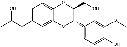 4',9,9'-Trihydroxy-3'-methoxy-
3,7'-epoxy-4,8'-oxyneolignan Struktur