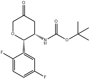 tert-butyl ((2S,3S)-2-(2,5-difluorophenyl)-5-oxotetrahydro-2H-pyran-3-yl)carbamate Struktur