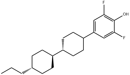 4-(反式-4-(反式-4-丙基环己基)-环己基)-2,6-二氟苯酚, 145767-70-0, 结构式