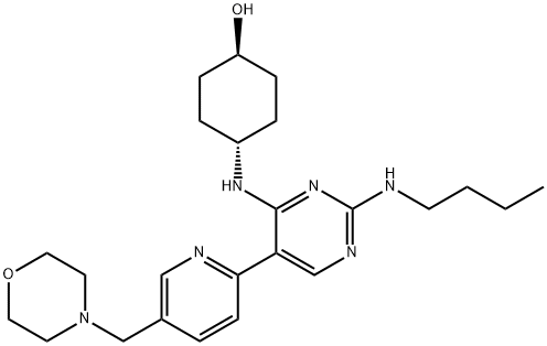 反式-4-[[2-(丁基氨基)-5-[5-(4-吗啉基甲基)-2-吡啶基]-4-嘧啶基]氨基]环己醇, 1493694-70-4, 结构式