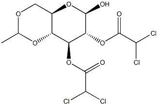 4,6-O-Ethylidene-2,3-di-o-chloroacetyl-β-D-glucopyranose Struktur