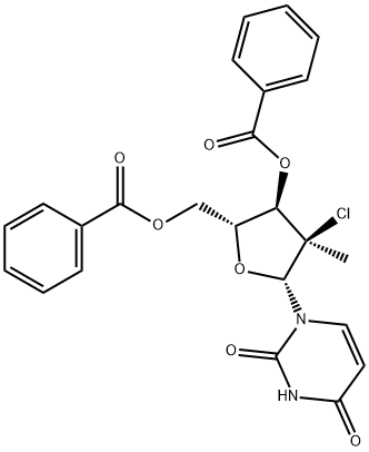 ((2R,3R,4R,5R)-3-(benzoyloxy)-4-chloro-5-(2,4-dioxo-3,4-dihydropyriMidin-1(2H)-yl)-4-Methyltetrahydrofuran-2-yl)Methyl benzoate Struktur