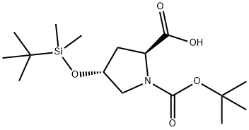 (2S,4R)-1-(叔丁氧羰基)-4-((叔丁基二甲基甲硅烷基)氧基)吡咯烷-2-羧酸, 149814-40-4, 结构式