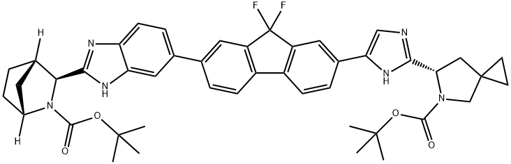 (1R,3S,4S)-tert-butyl 3-(6-(7-(2-((S)-5-(tert-butoxycarbonyl)-5-azaspiro[2.4]heptan-6-yl)-1H-iMidazol-5-yl)-9,9-difluoro-9H-fluoren-2-yl)-1H-benzo[d]iMidazol-2-yl)-2-azabicyclo[2.2.1]heptane-2-carboxylate Structure