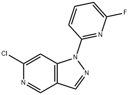 6-クロロ-1-(6-フルオロピリジン-2-イル)-1H-ピラゾロ[4,3-C]ピリジン 化学構造式