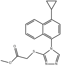 2-(4-(4-シクロプロピルナフタレン-1-イル)-4H-1,2,4-トリアゾール-3-イルチオ)酢酸メチル 化学構造式