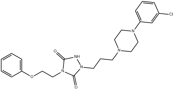 1-[3-[4-(3-Chlorophenyl)-1-piperazinyl]propyl]-4-(2-phenoxyethyl)-1,2,4-triazolidine-3,5-dione, 153707-88-1, 结构式