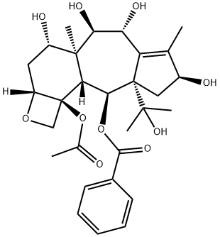 7,13-ジデアセチル-9,10-ジデベンゾイルタクスキニン C 化学構造式