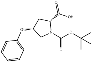 (2R,4R)-1-(tert-butoxycarbonyl)-4-phenoxypyrrolidine-2-carboxylic acid Structure