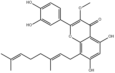5,7,3',4'-Tetrahydroxy-
3-Methoxy-8-geranylflavone Structure
