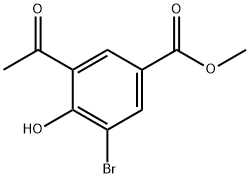 3-アセチル-5-ブロモ-4-ヒドロキシ安息香酸メチル 化学構造式