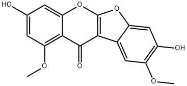 3,8-Dihydroxy-1,9-dimethoxy-11H-benzofuro[2,3-b][1]benzopyran-11-one Structure