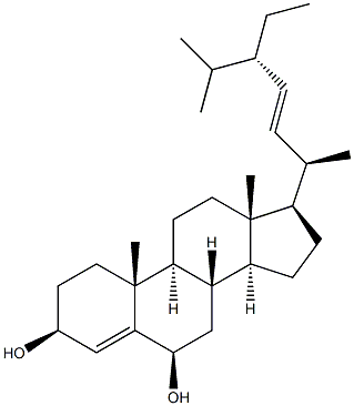 スチグマスタ-4,22-ジエン-3β,6β-ジオール 化学構造式